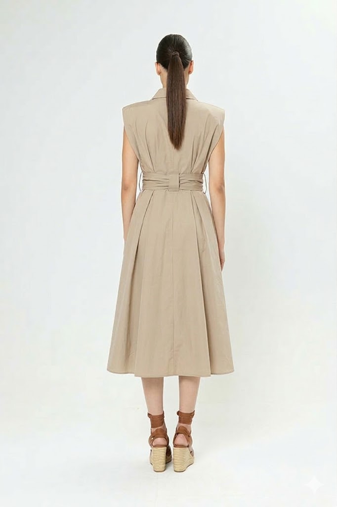 Midi Dress with Structured Shoulders Arggido
