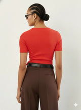 Ribbed Wrap-Detail Fitted Top Colcci