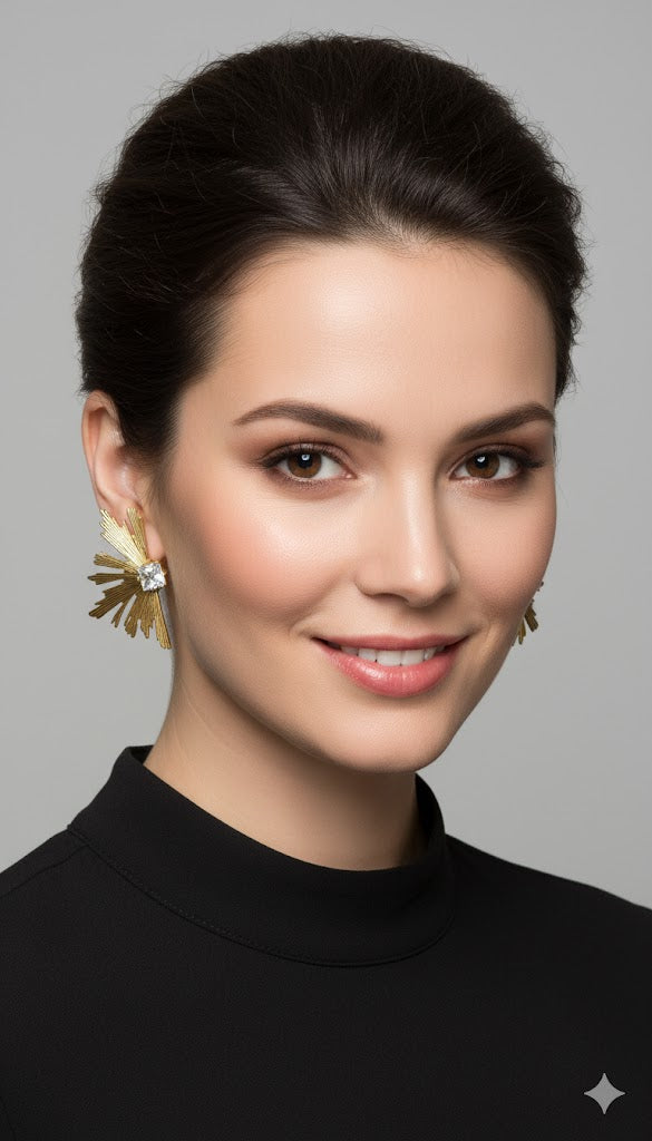 Half Sun with Diamond Detail Statement Earrings Jetlag