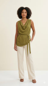 Blusa Verde Sem Mangas com Cinto Quattro Venti