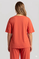 Blusa de malha de gola redonda e manga curta Quattro Venti