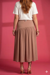 Brown Pleated Midi Skirt Quattro Venti
