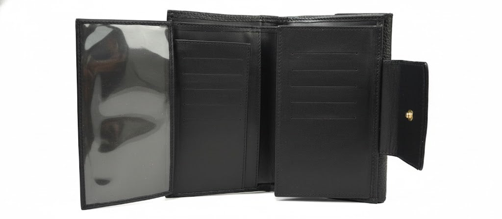 Large Black Leather Icon Stud Tab Purse Rufel