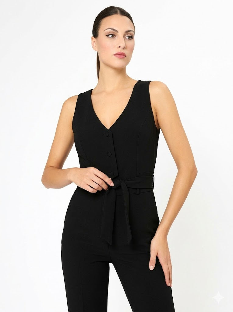 Black Tailored Waistcoat Arggido