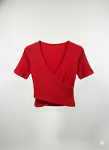 Ribbed Wrap-Detail Fitted Top Colcci