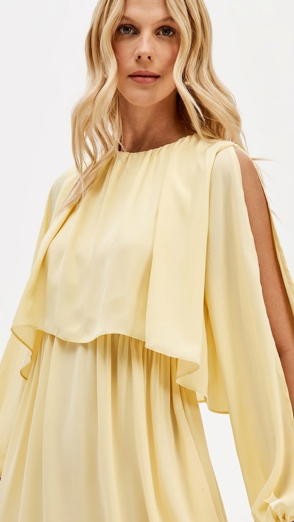 Vestido Mini de Chiffon em Camadas Lança Perfume