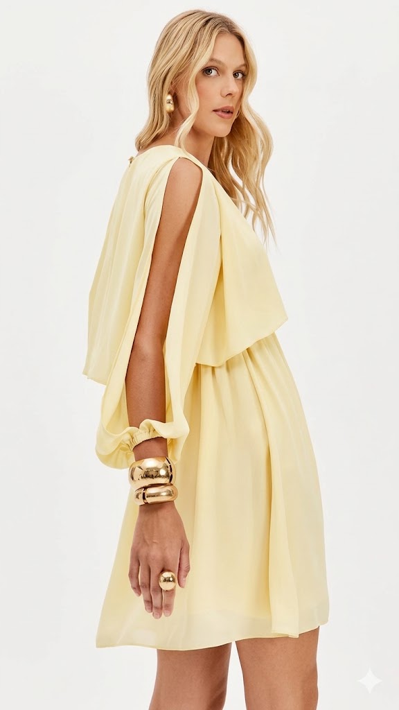 Vestido Mini de Chiffon em Camadas Lança Perfume