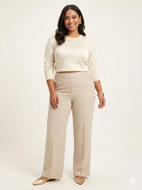 Wide-Leg Trousers with Golden Logo Detail Sissus