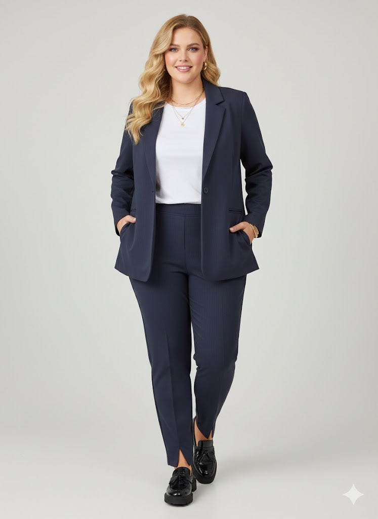 Striped Regular Fit Trousers with Stretch Waistband Sisus