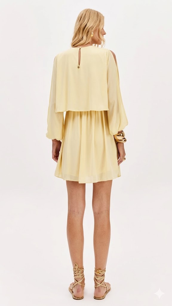 Vestido Mini de Chiffon em Camadas Lança Perfume