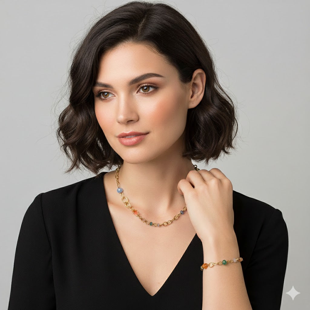 Chain Bracelet with Colorful Stones Jetlag