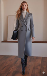 Wool Blend Double Breasted Blindseam Coat Arggido