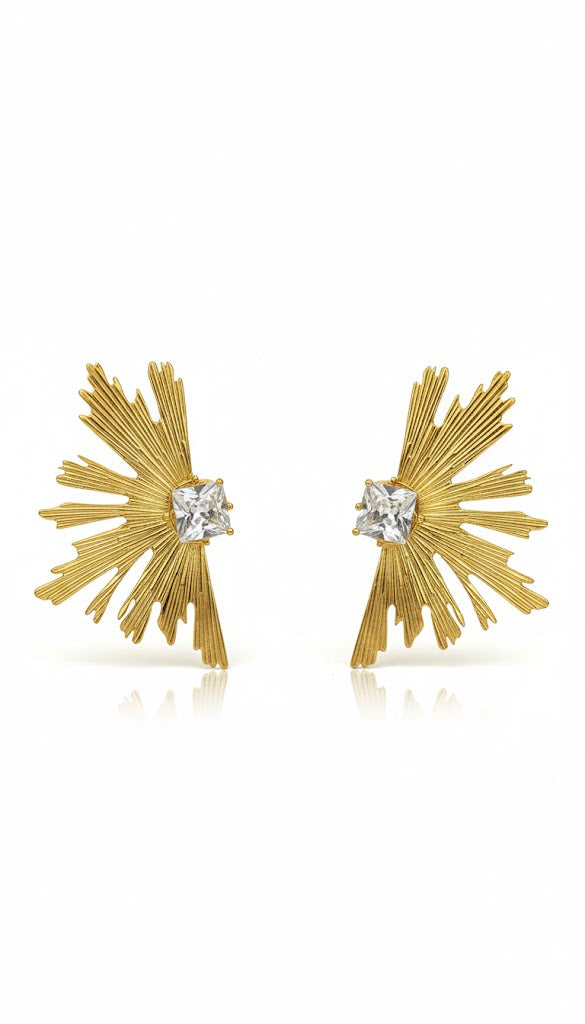 Half Sun with Diamond Detail Statement Earrings Jetlag