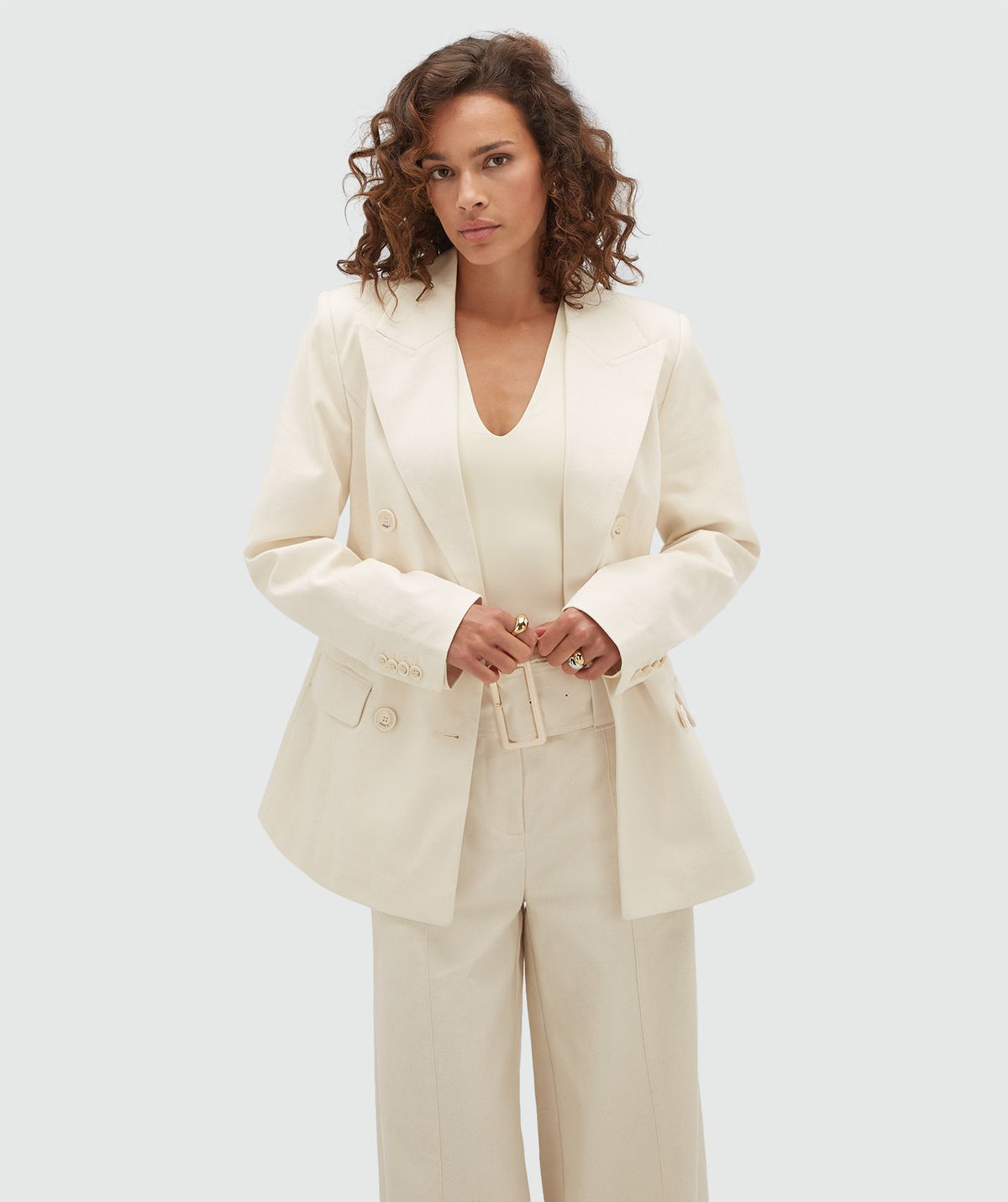 Blazer de Sarja Ajustado JV-YACIN - Ecru JOSH V
