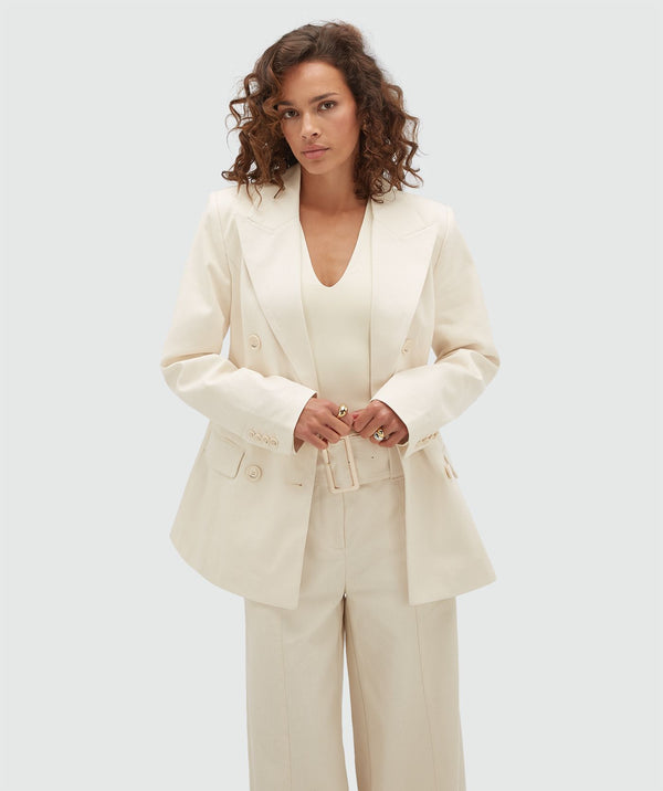 JV-YACIN Fitted Twill Blazer - Ecru JOSH V
