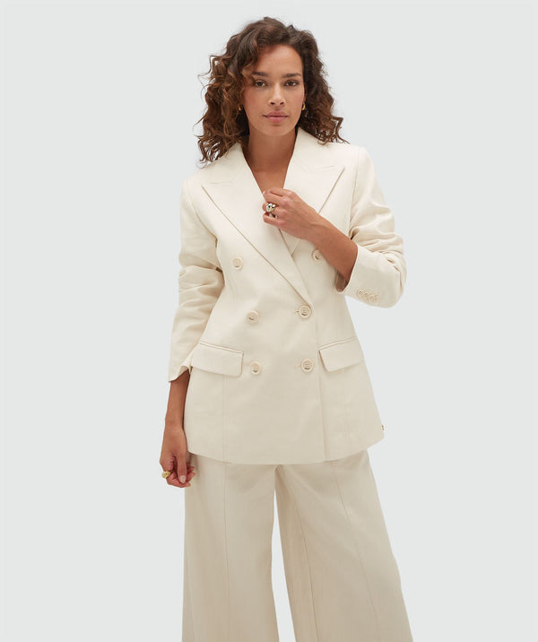 JV-YACIN Fitted Twill Blazer - Ecru JOSH V